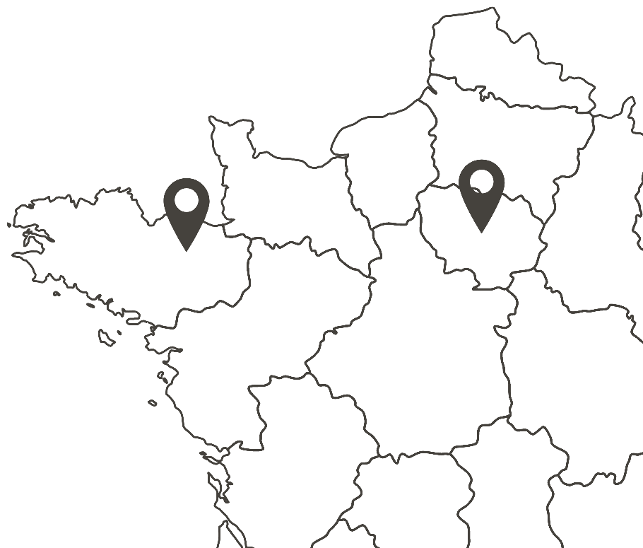 Carte de la zone d'intervention : Bretagne et région